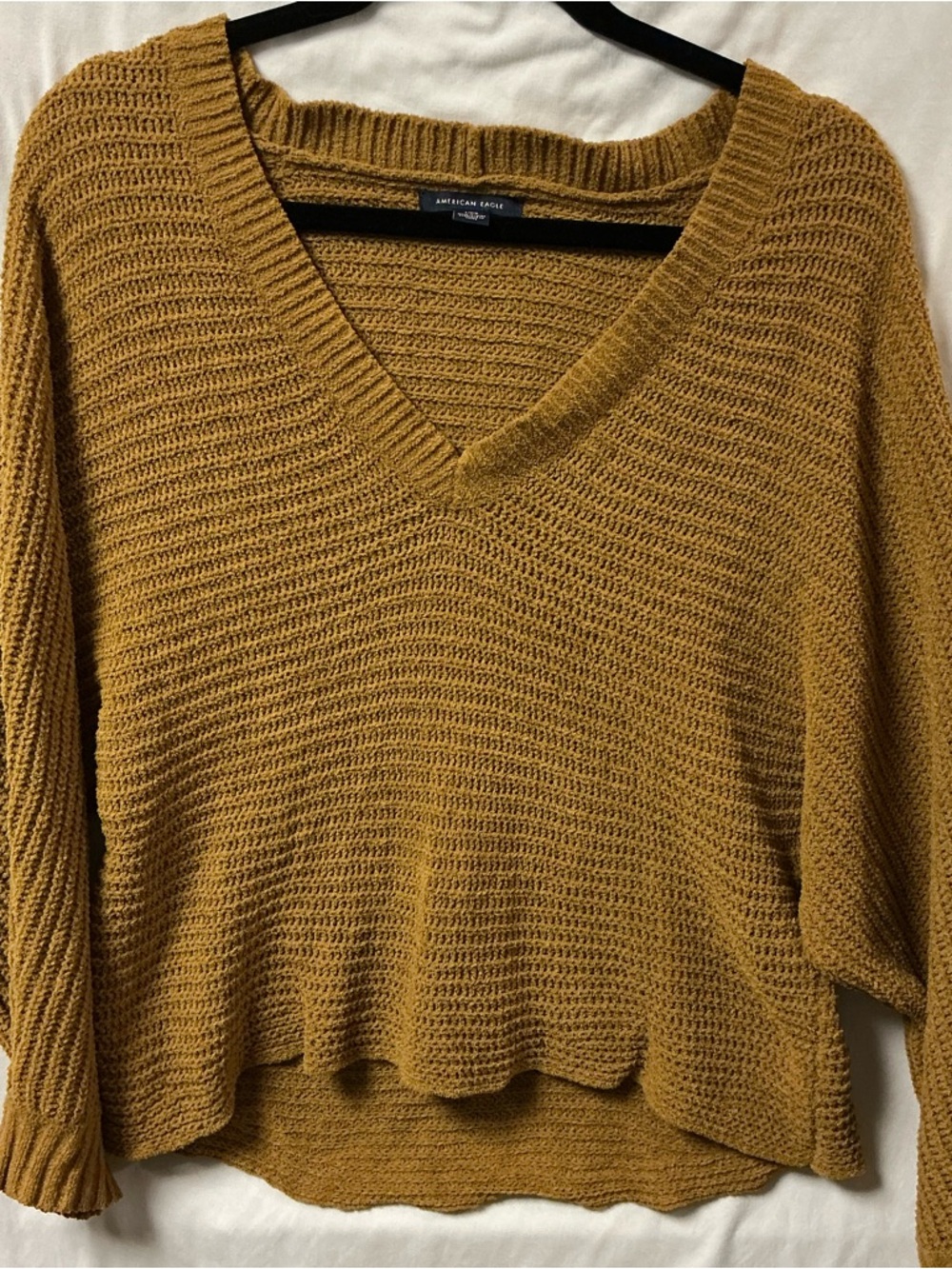 American Eagle Outfitters Women's V-Neck Sweater - Mustard Yellow